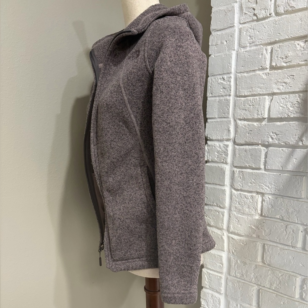 North Face Gray Full-Zip Hooded Fleece Jacket - Picture 2 of 5